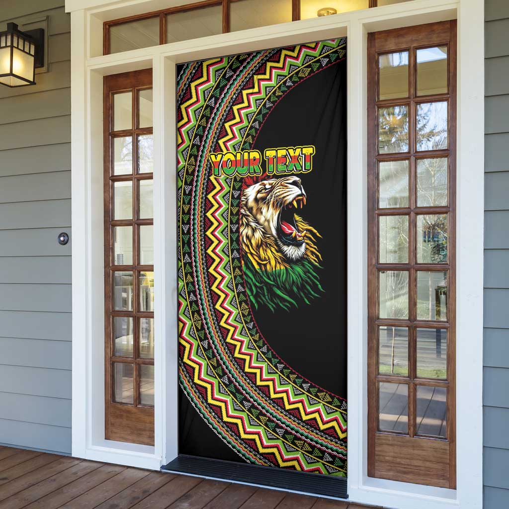 Personalized Jamaican Reggae-One Love Door Cover Tribal African Pattern and Roaring Lion - African Pride