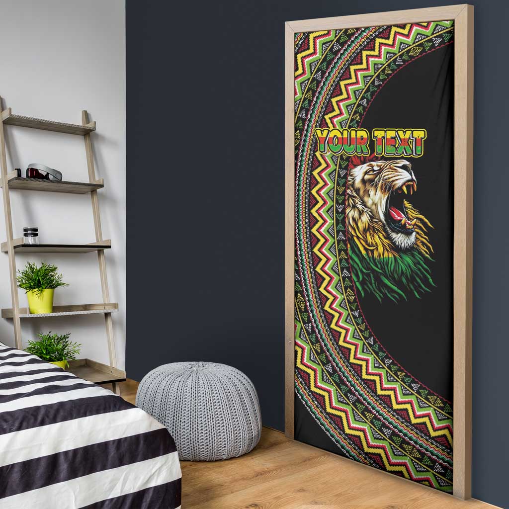 Personalized Jamaican Reggae-One Love Door Cover Tribal African Pattern and Roaring Lion - African Pride