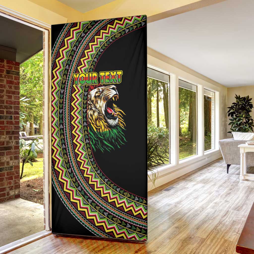 Personalized Jamaican Reggae-One Love Door Cover Tribal African Pattern and Roaring Lion - African Pride