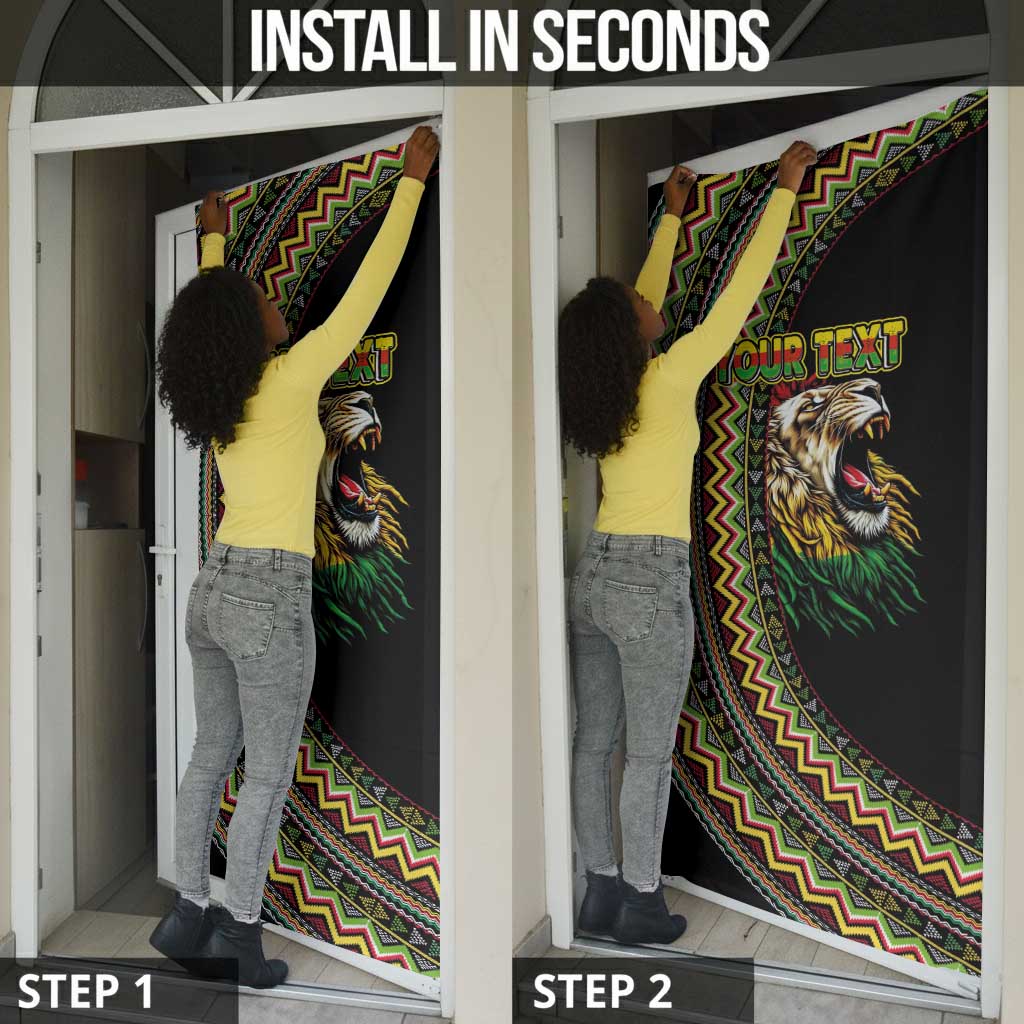 Personalized Jamaican Reggae-One Love Door Cover Tribal African Pattern and Roaring Lion - African Pride