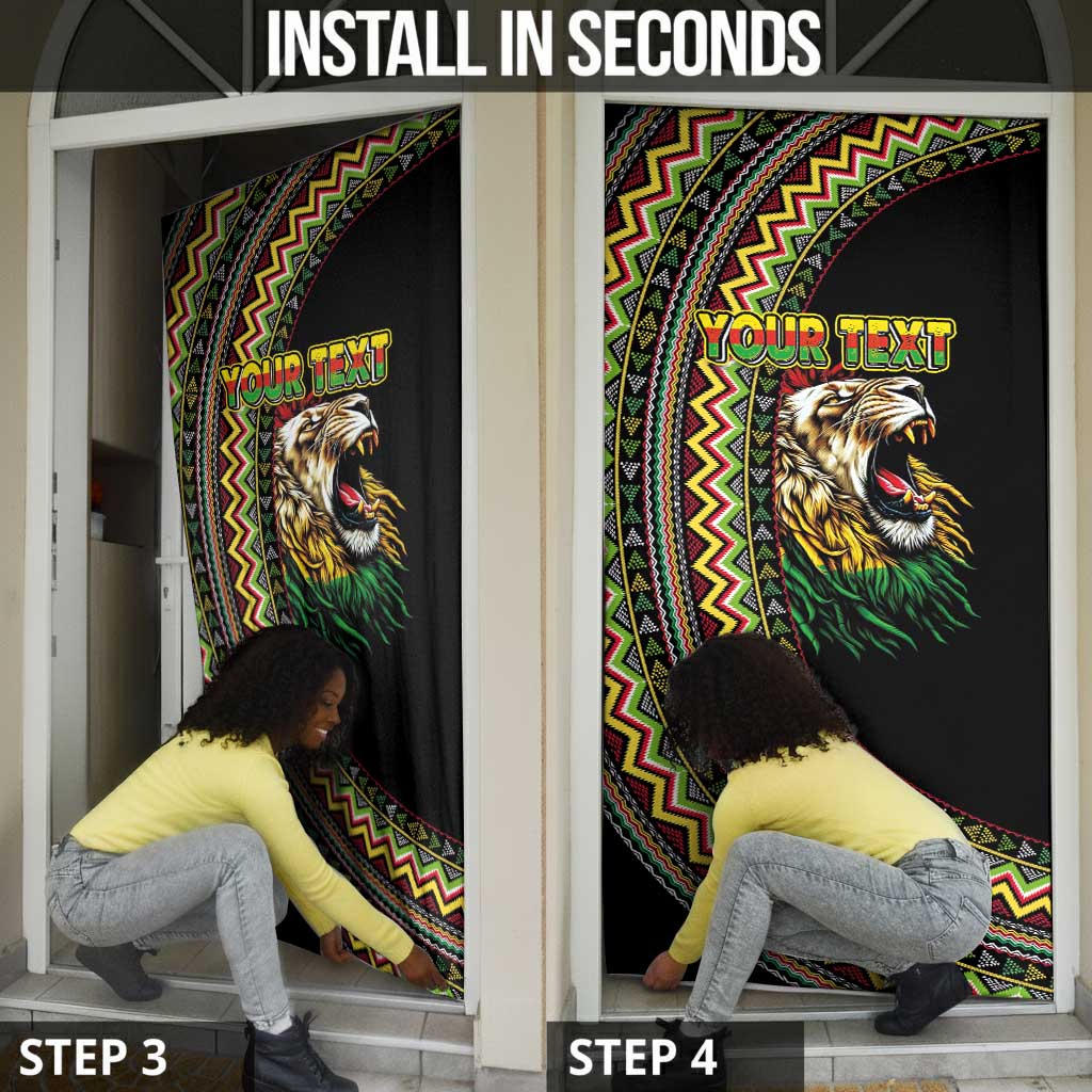 Personalized Jamaican Reggae-One Love Door Cover Tribal African Pattern and Roaring Lion - African Pride