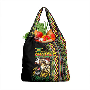 Jamaican Reggae-One Love Grocery Bag Tribal African Pattern and Roaring Lion - African Pride
