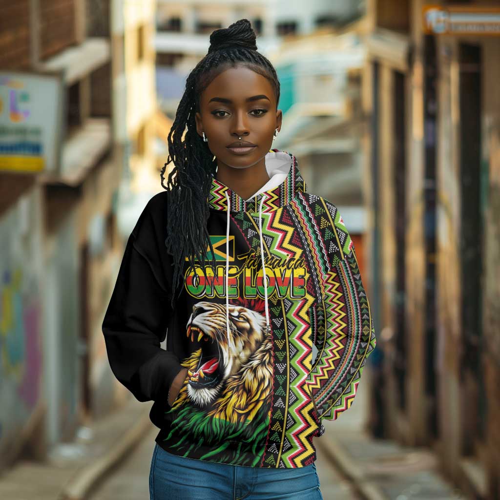 Personalized Jamaican Reggae-One Love Hoodie Tribal African Pattern and Roaring Lion - African Pride