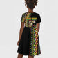Personalized Jamaican Reggae-One Love Kid Short Sleeve Dress Tribal African Pattern and Roaring Lion LT03