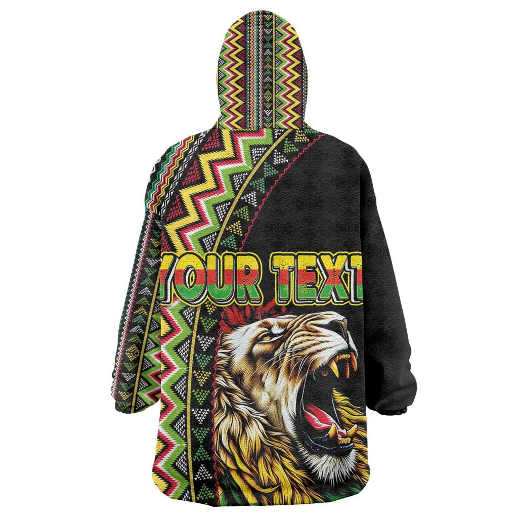Personalized Jamaican Reggae-One Love Kid Wearable Blanket Hoodie Tribal African Pattern and Roaring Lion - African Pride