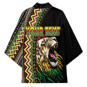 Personalized Jamaican Reggae-One Love Kimono Tribal African Pattern and Roaring Lion - African Pride