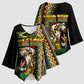 Personalized Jamaican Reggae-One Love Kimono Sleeve Blouse Tribal African Pattern and Roaring Lion - African Pride
