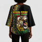 Personalized Jamaican Reggae-One Love Kimono Sleeve Blouse Tribal African Pattern and Roaring Lion - African Pride