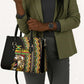 Jamaican Reggae-One Love Leather Bag Tribal African Pattern and Roaring Lion - African Pride