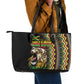 Jamaican Reggae-One Love Leather Tote Bag Tribal African Pattern and Roaring Lion - African Pride