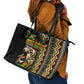Jamaican Reggae-One Love Leather Tote Bag Tribal African Pattern and Roaring Lion - African Pride