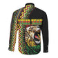 Personalized Jamaican Reggae-One Love Long Sleeve Button Shirt Tribal African Pattern and Roaring Lion - African Pride