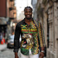 Personalized Jamaican Reggae-One Love Long Sleeve Button Shirt Tribal African Pattern and Roaring Lion - African Pride