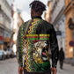 Personalized Jamaican Reggae-One Love Long Sleeve Button Shirt Tribal African Pattern and Roaring Lion - African Pride