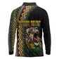 Personalized Jamaican Reggae-One Love Long Sleeve Polo Shirt Tribal African Pattern and Roaring Lion - African Pride