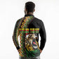Personalized Jamaican Reggae-One Love Long Sleeve Polo Shirt Tribal African Pattern and Roaring Lion - African Pride