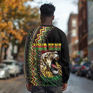 Personalized Jamaican Reggae-One Love Long Sleeve Shirt Tribal African Pattern and Roaring Lion - African Pride