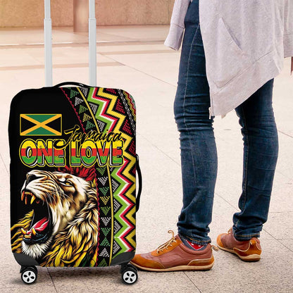 Jamaican Reggae-One Love Luggage Cover Tribal African Pattern and Roaring Lion - African Pride