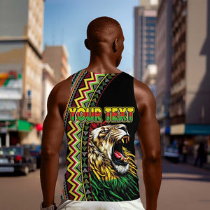 Personalized Jamaican Reggae-One Love Men Tank Top Tribal African Pattern and Roaring Lion - African Pride