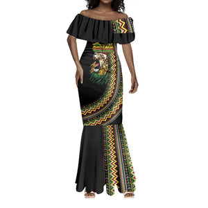Personalized Jamaican Reggae-One Love Mermaid Dress Tribal African Pattern and Roaring Lion - African Pride