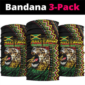 Jamaican Reggae-One Love Neck Gaiter Tribal African Pattern and Roaring Lion - African Pride