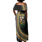 Personalized Jamaican Reggae-One Love Off Shoulder Maxi Dress Tribal African Pattern and Roaring Lion - African Pride