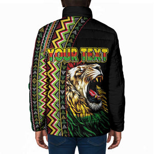 Personalized Jamaican Reggae-One Love Padded Jacket Tribal African Pattern and Roaring Lion - African Pride