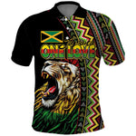 Personalized Jamaican Reggae-One Love Polo Shirt Tribal African Pattern and Roaring Lion LT03