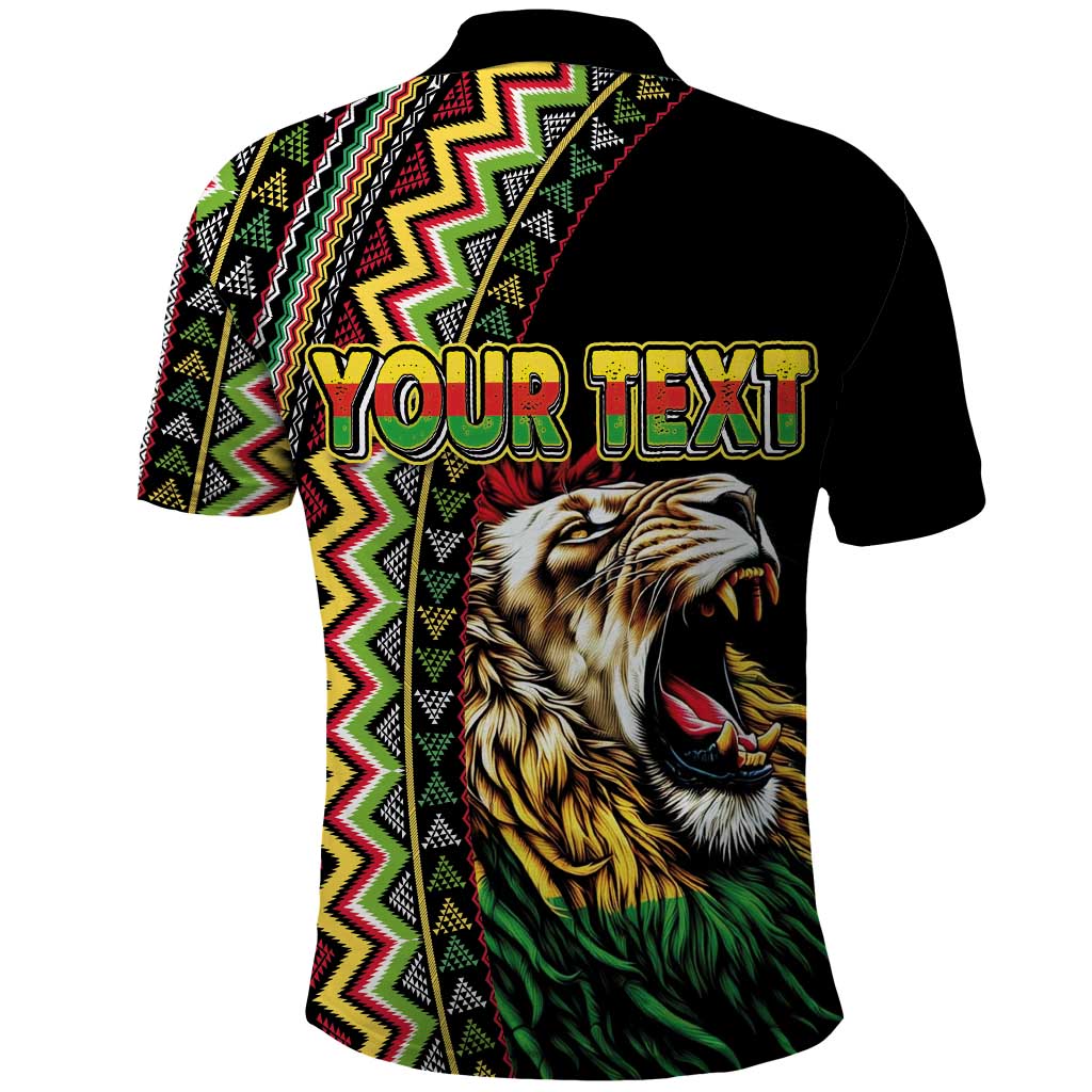 Personalized Jamaican Reggae-One Love Polo Shirt Tribal African Pattern and Roaring Lion LT03