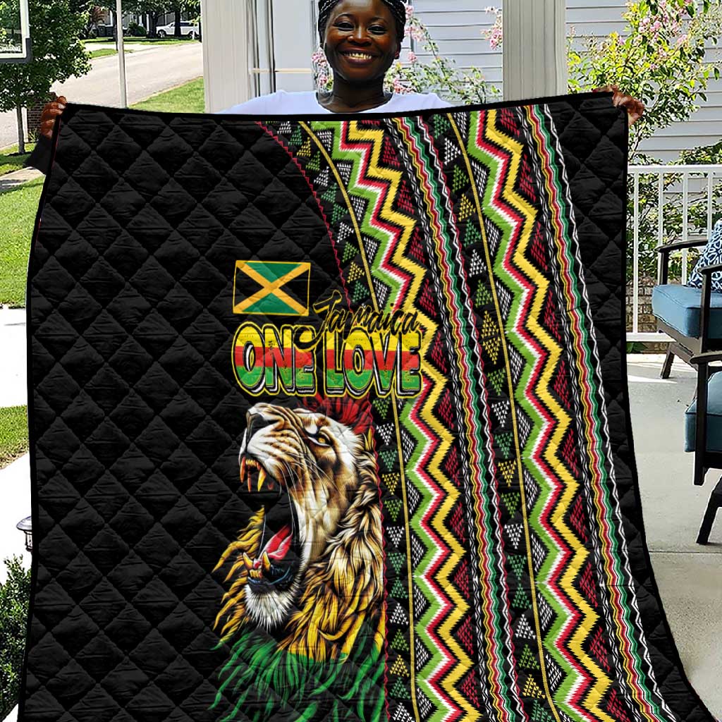 Jamaican Reggae-One Love Quilt Tribal African Pattern and Roaring Lion - African Pride