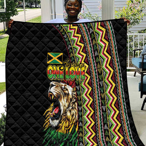 Jamaican Reggae-One Love Quilt Tribal African Pattern and Roaring Lion - African Pride
