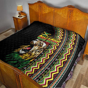 Jamaican Reggae-One Love Quilt Tribal African Pattern and Roaring Lion - African Pride