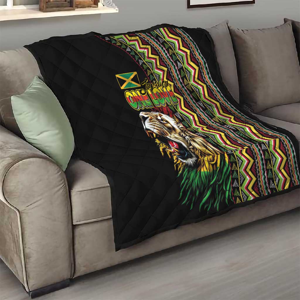 Jamaican Reggae-One Love Quilt Tribal African Pattern and Roaring Lion - African Pride