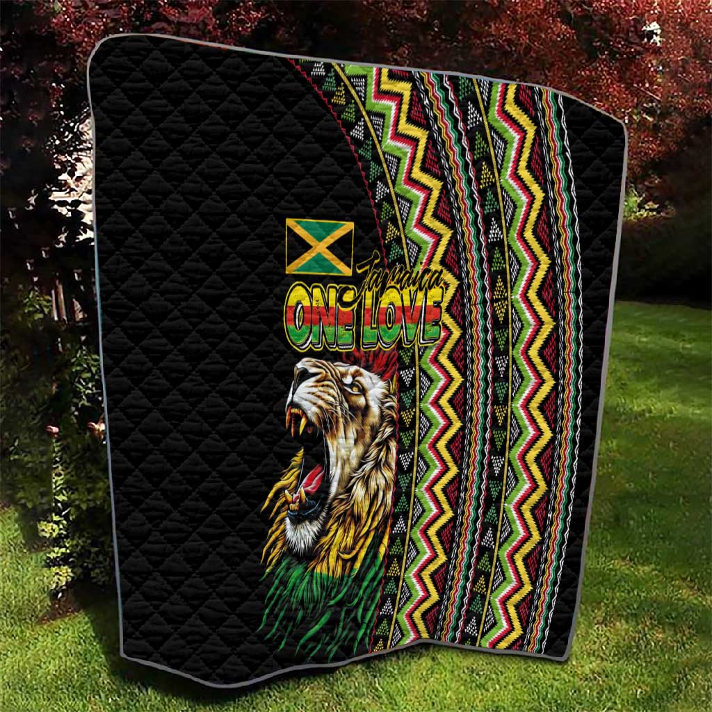 Jamaican Reggae-One Love Quilt Tribal African Pattern and Roaring Lion - African Pride