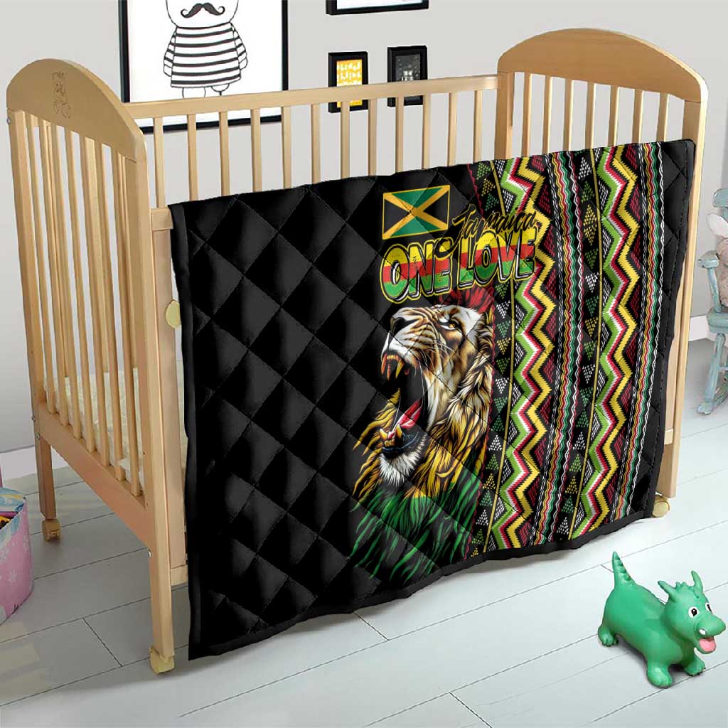 Jamaican Reggae-One Love Quilt Tribal African Pattern and Roaring Lion - African Pride