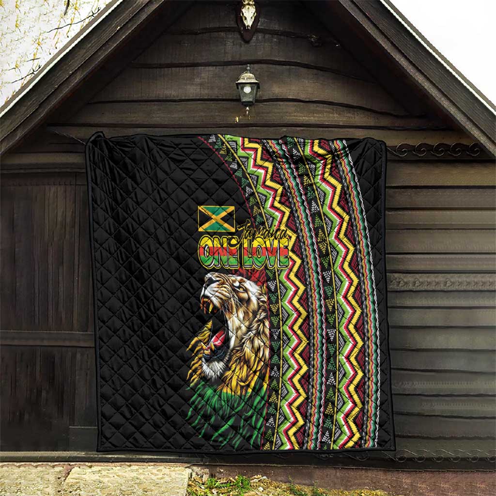Jamaican Reggae-One Love Quilt Tribal African Pattern and Roaring Lion - African Pride