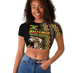 Personalized Jamaican Reggae-One Love Raglan Cropped T shirt Tribal African Pattern and Roaring Lion LT03