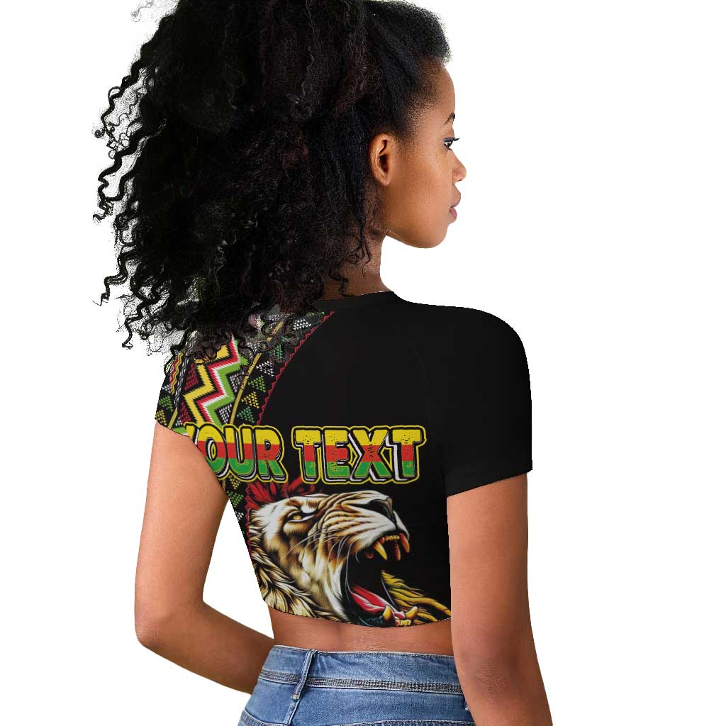 Personalized Jamaican Reggae-One Love Raglan Cropped T shirt Tribal African Pattern and Roaring Lion LT03