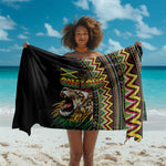 Jamaican Reggae-One Love Sarong Tribal African Pattern and Roaring Lion - African Pride