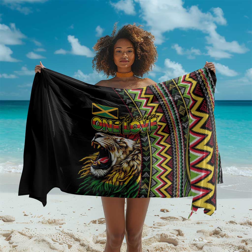 Jamaican Reggae-One Love Sarong Tribal African Pattern and Roaring Lion - African Pride