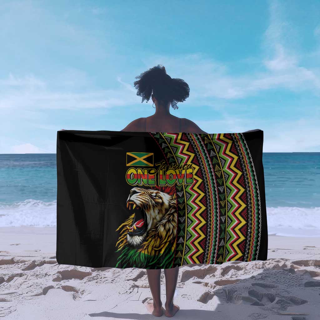 Jamaican Reggae-One Love Sarong Tribal African Pattern and Roaring Lion - African Pride