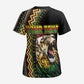Personalized Jamaican Reggae-One Love Scrub Top Tribal African Pattern and Roaring Lion - African Pride