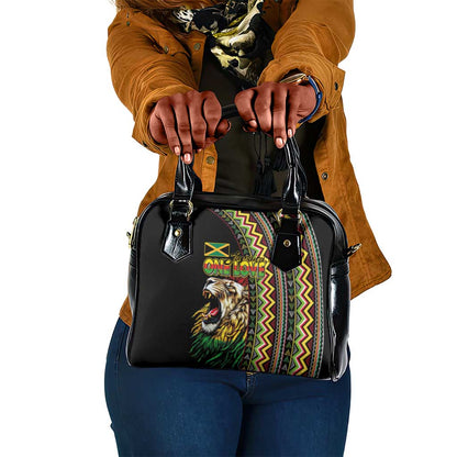 Jamaican Reggae-One Love Shoulder Handbag Tribal African Pattern and Roaring Lion - African Pride