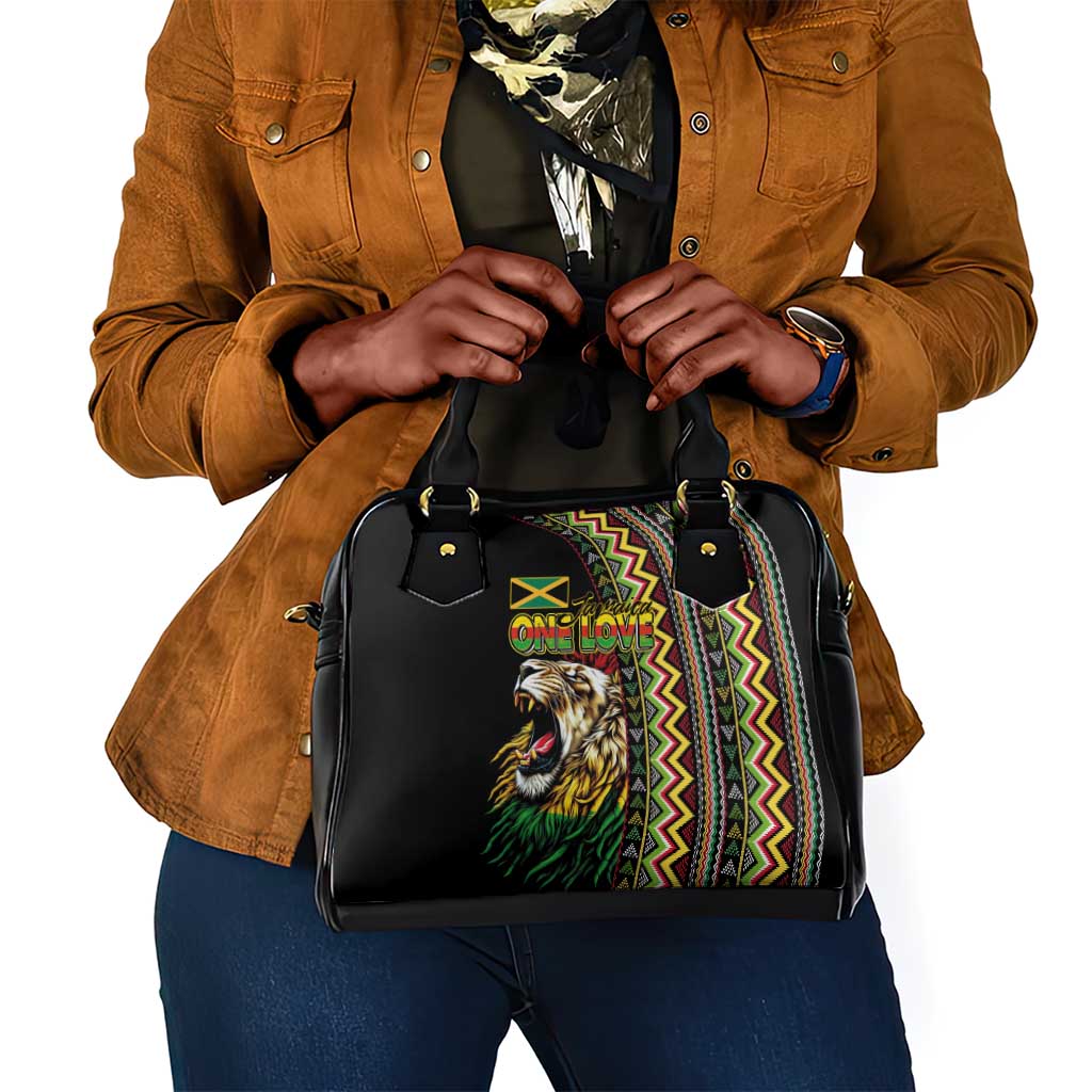 Jamaican Reggae-One Love Shoulder Handbag Tribal African Pattern and Roaring Lion - African Pride