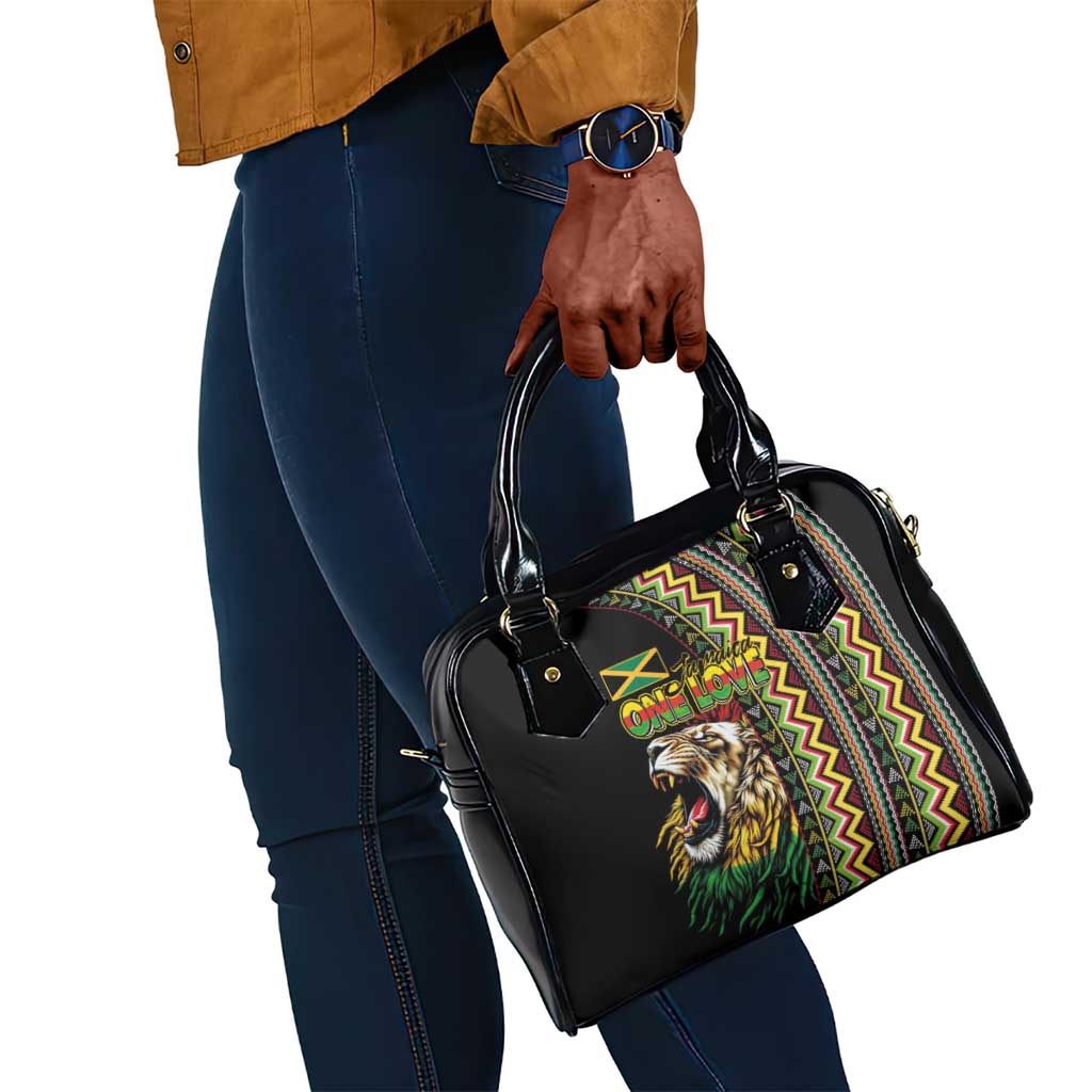 Jamaican Reggae-One Love Shoulder Handbag Tribal African Pattern and Roaring Lion - African Pride