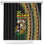 Jamaican Reggae-One Love Shower Curtain Tribal African Pattern and Roaring Lion - African Pride