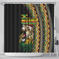 Jamaican Reggae-One Love Shower Curtain Tribal African Pattern and Roaring Lion - African Pride