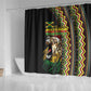Jamaican Reggae-One Love Shower Curtain Tribal African Pattern and Roaring Lion - African Pride