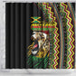 Jamaican Reggae-One Love Shower Curtain Tribal African Pattern and Roaring Lion - African Pride
