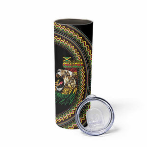 Jamaican Reggae-One Love Skinny Tumbler Tribal African Pattern and Roaring Lion - African Pride